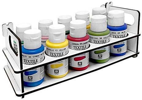 Silu Organisateur de peintures de modélisme 18 ml (Ø 25 mm) | Paint Station en bois laqué blanc | Montage facile, sans colle | Idéal pour les miniatures, le modélisme, W40k (B35)