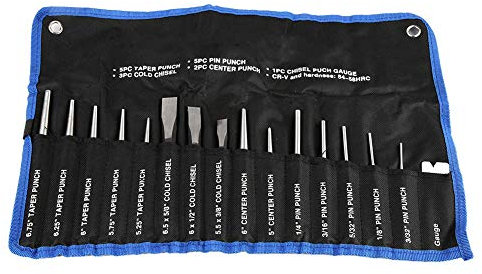 16pcs Punch and Chisel Set Pin Punch Set Mechanic Chisel Set Cold Chisel Set Chisel and Punch Set Metal Steel Chisel Set Mechanics Punches and Chisel Set, Engraved with Size