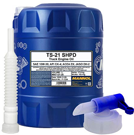 20l, MANNOL 7121 TS-21 10W-30 Schlepper Boot LKW VDS Öl + Ausgießer + Zapfhahn