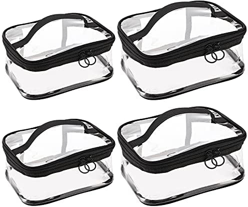 Peohud 4 Stück Transparent Kosmetiktasche Kulturtaschen Wasserdicht Kosmetikkoffer, Reise Makeup Tasche, Kulturbeutel Durchsichtiger Waschbeutel mit ReißVerschluss Für Badezimmer, Reisen, Urlaub