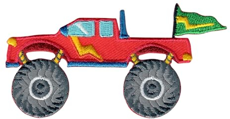 PatchMommy Monster Truck Patch Aufnäher Applikation zum Aufbügeln Bügelbild - für Kleidung Jeans Jacken Kinder Baby