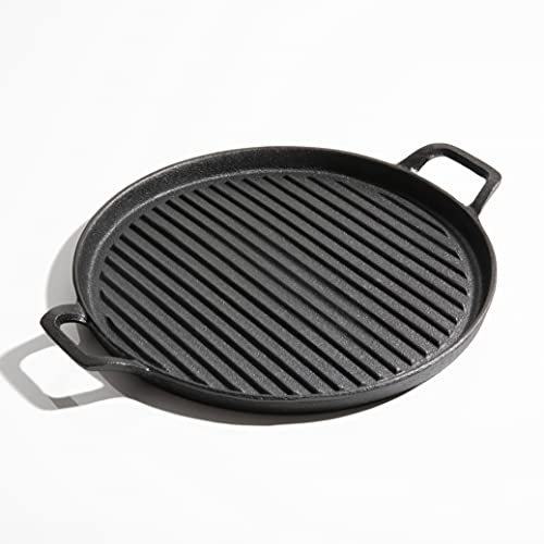 Sartén redonda de hierro fundido, 12 pulgadas, adecuada para gas, eléctrica, inducción, cerámica, halógena, fogata y parrilla para barbacoa, utensilios de cocina de hierro fundido sólido (redondo)