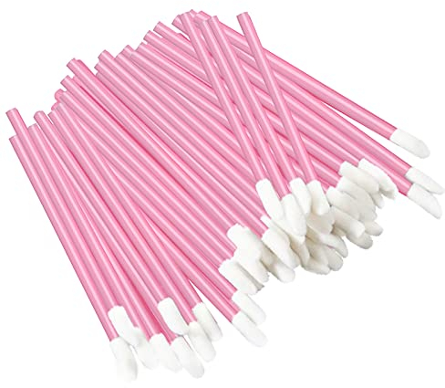 VEGCOO 300 Stück Make Up Lippenstift pinsel, Einweg Lippenpinsel, Schminkpinsel für Perfekt Lippen Makeup (Rosa)