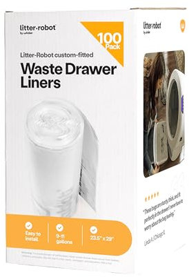 Litter-Robot Waste Drawer Liners by Whisker, 100 Pack - Cat Litter Tray Liners, Custom Fit for Litter-Robot, 9-11 Gallons of Capacity, Quick to Install and Easy to Empty