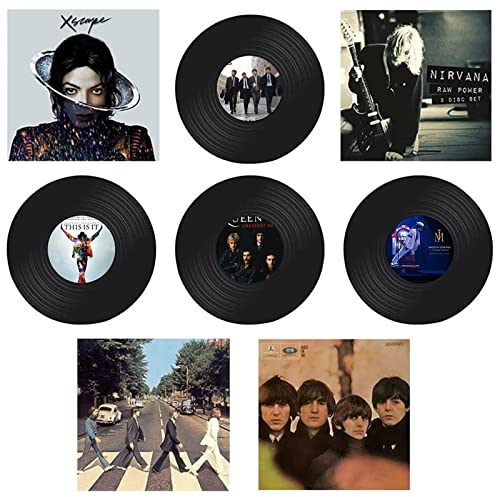 Louenth Schallplatten Dekoration,4 Stück Rollmusik Partydekoration Schallplatte,4 Stück Farbiges Plakat, Schallplatten Wanddekoration,zur Dekoration von Bars, Drinnen.die Beatles