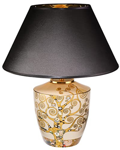 Gustav Klimt Tischlampe, Leuchte DER LEBENSBAUM mit Schirm Goebel Porzellan