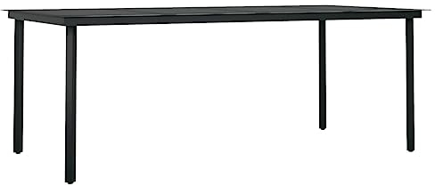 vidaXL Garten Esstisch Gartentisch Terrassentisch Balkontisch Gartenmöbel Outdoor Tisch Außentisch Schwarz 200x100x74cm Stahl Glas