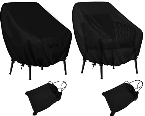 Rouzin 2 Stück Sessel Abdeckung Wetterfest & Aufbewahrungstasche, Gartenstühle Balkonstühle Stuhlabdeckung mit 4 Schnallen, Gartensessel Schutzhülle, UV-Schutz Winddicht Wasserdicht 89x97x74cm