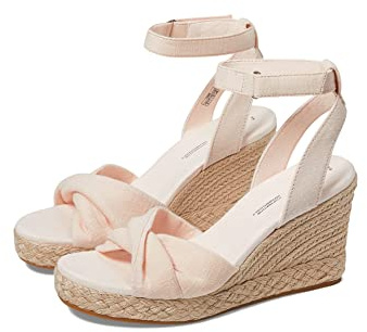TOMS Women's Marisela Slubby Woven Wedge Sandal, Dusty Peach, 8 UK