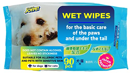 Japan Premium Pet Lingettes Nettoyantes pour Chiens et Chats 90 pcs | Lingette Chien Nettoyante pour Les Pattes et sous la Queue | Lingette Nettoyante Chat | Toilettage du Chien Accessoires Naturels