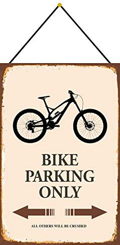 DekoDrom® Blechschild 20x30 cm Mountain Bike parking only Downhill Fahrrad Parkplatz Schild mit Kordel zum Aufhängen Wand Deko Bar Kneipe Sammler Geschenk