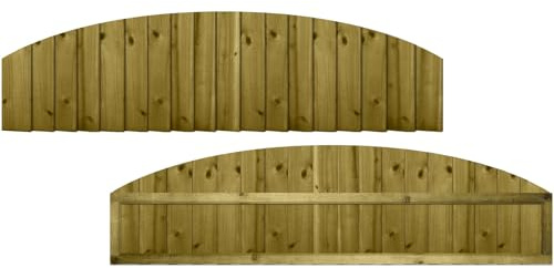 Dome Top Wooden Garden Fence Panel, 6ft x 1ft Feather Edge Fully Framed | 52cm High x 183cm Wide, Arch Top, Heavy Duty, Treated Timber Closeboard, for Perimeter Boundary & Outdoor Privacy Fencing