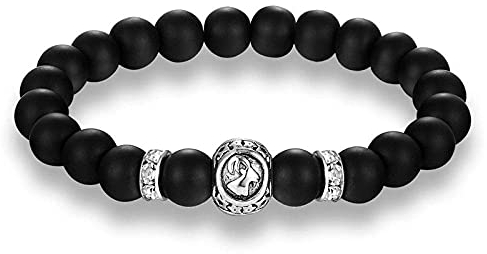 CAZARU 12 Konstellationen Galaxie Tierkreiszeichen Natürliche 8 mm Mattschwarze Steinperlen Armbänder Vintage Steinbock Konstellation Stretch-Armbänder Weihnachten