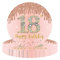 YAAVAAW Happy 18th Birthday Paper Plates 9'' Rose Gold,16Pcs Birthday Party Plates Disposable Tableware,18th Birthday decor Plates for ,,Her 18th Birthday Party Supplies Table decor