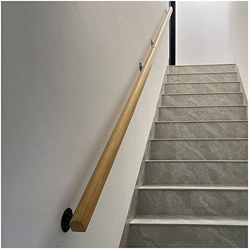 Pasamanos De Escalera De Madera Natural -Kit Completo. Barra De Apoyo De Pino De 1 A 20 Pies, Elegantes Barandillas De Madera Maciza For Escaleras, Manijas Antideslizantes Antiguas For Interior De Vil