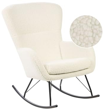 Beliani Schaukelsessel Bouclé Stoff Creme weiß/schwarz Schaukelstuhl modern Anaset