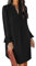 ANFTFH Damen Tunika Kleid Langarm Kleider Elegant Blusekleid Freizeitkleid Locker Kleider mit Halbärmeln Schwarz M
