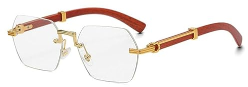 MUTYNE Vintage quadratische randlose Sonnenbrille für Herren und Damen, rahmenlose Sonnenbrille für Herren, rechteckige Brillenschirme, UV400, C4 Gold, Weiß, Einheitsgröße