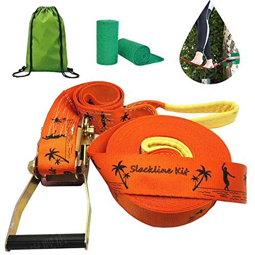 Slackline-Sets, Slackline mit Baumschutz und Ratschenschutz, Starter-Slackline-Set für Kinder und Erwachsene, Hinterhof-Slackline, ideale Wahl für Familienaktivitäten
