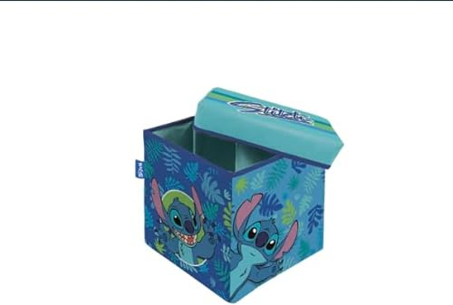 ARDITEX – Faltbare Aufbewahrungsbox für Kinder mit Stitch-Motiv und gepolstertem Deckel als Sitzgelegenheit – Offizielle Disney-Lizenz – 30x30x30 cm – Robuste und farbenfrohe Textilbox