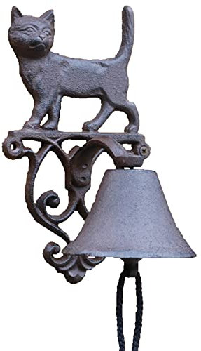 Xzeit Vintage Door Bell,Manual Doorbell， Manual Doorbell Decorative Hand Painted Cat Hand Bell Indoor Outdoor Wall Decoration for Garden and Home Antique Style