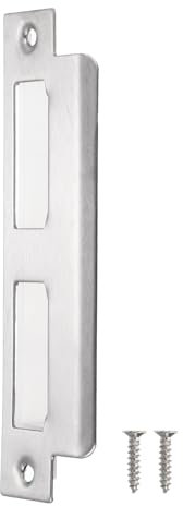 sourcing map Door Strike Plate, 145mm x 40mm 201 Stainless Steel Latch Deadbolt Strike Plate for Door Frame Door Jamb, Silver