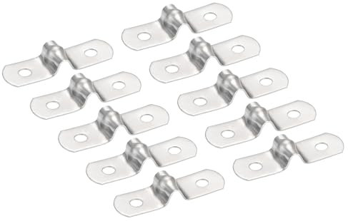 PATIKIL 0.9/5mm Starrer Rohr Riemen Klemme 50Stk 304 Edelstahl Zwei Loch U-Form Rohrschelle Rohrhalterung für Rohr Befestigung