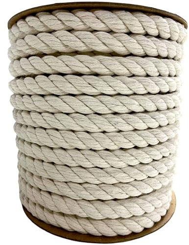 Corde en coton blanc 20 m x 16 mm - Corde en coton - Corde en coton - Corde macramé - Décoration de jardin, main courante