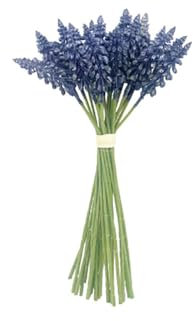 FloristryWarehouse Artificial Muscari or Grape Hyacinth Hand Tied Bunch 24 stems 28cm/11 Inches Blue