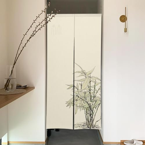 XMJJKUF Noren Japanischer Türvorhang im japanischen Stil, Fensterbehandlung, hängende Tür, Tapisserie, Paneel für Ukiyoe, Raumteiler, Küche, Heimdekoration, 86,4 cm Breite x 121,9 cm Länge, grüne