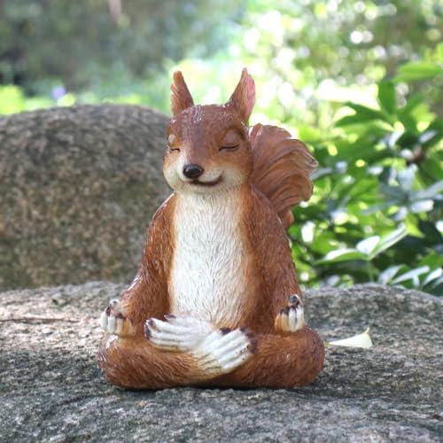 Meditations-Eichhörnchen, große Affenstatue für Gartendekoration, Tier-Yoga-Figur, Feng Shui-Statue, Ornament, Zen-Eichhörnchen-Figuren, Geschenke für Frauen/Mutter, Tierskulptur für drinnen und