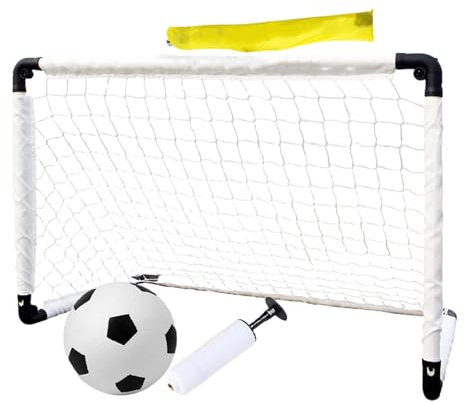 Fußballtor mit Fußball und Ballpumpe, Happy Jump Fußballtor Popup Fußballnetzpfosten, Jugend-Fußballtor-Übungsnetz, tragbar mit Tragetasche, langlebiges Outdoor-Spielgerät für den Garten