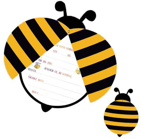 ZELAITE 10 Einladungskarten Kindergeburtstag Jungs, Bienen Einladungskarten, Bienen Einladung Kindergeburtstag für Mädchen Jungen, inkl. 10 Briefumschläge (I)