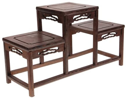 HOLIDYOYO Holz-Pflanzenständer Quadratisches Topfpflanzen-Riser-Tablett Blumentopf-Stützen Blumensockelhalter Bauernhaus-Display Bonsai-Rack Action-Figuren-Organizer