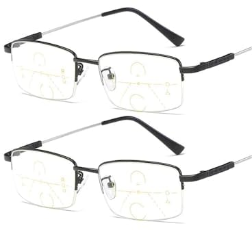 Outfany Intellireaders, Sherum Intellireaders, Libiyi Intelligente Lesebrille, Gleitsichtbrille Progressive Multifokus Lesebrille Herren, Dual-Use-Lese-Brille Für Nah Und Fern (+2.00,Black)