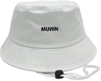Gorro de Pescador Blanco, Bucket Hat, Hombre/Mujer, Gorro del Pescador con Cuerda, Algodon 100% Sombreros Pescador para Streetwear y Deportes de mar, Talla Adulto,