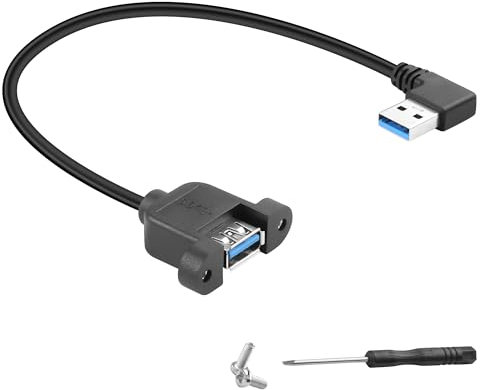 JSADZKJ Cavo di prolunga USB 3.0,cavo di collegamento adattatore USB A maschio-femmina USB 3.0 con cavo a vite per montaggio a pannello per stampante,scanner,tastiera,mouse 12cm/0.39FT