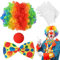 Clown Kostüm Accessoire, 4 Stück Clown Kostüm Set, Clown Perücke mit Clownsnase Rot, Bunte Krawatte, Handschuhe, Clownskostüm Karneval Kostüme für Kinder Damen Herren Fasching Halloween Cosplay