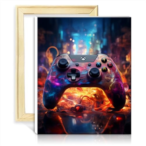 TANGFEIY Paintting Game Controller Malen nach Zahlen für Erwachsene und Kinder, Anfänger, mit Pinseln und Acrylpigmenten, Kunsthandwerk im kreativen Stil, mit Rahmen (30 x 40 cm)