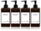 4er Seifenspender Set Braun, 300ml Seifenspender Dusche, Kunststoff Nachfüllbare Pumpspender mit Trichter und Wasserdichten Etiketten Vintage Shampoo Flaschen zum Befüllen für Küche Badezimmer Bad