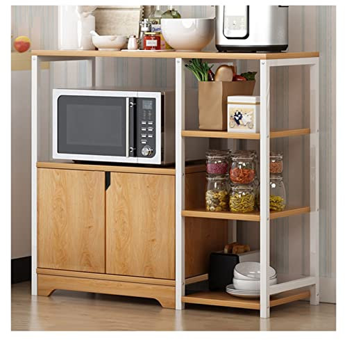 Scaffale organizer da cucina a 4 ripiani, per cucina, forno a microonde, organizer per piano di lavoro, giallo