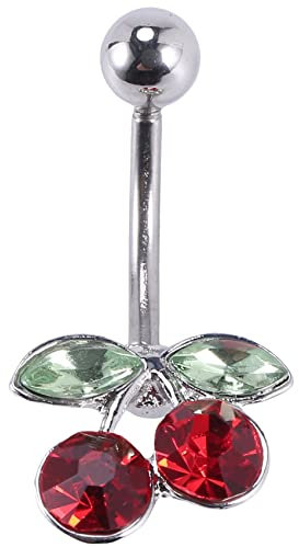Joskeijky Steel Cherry Belly Navel Bar Button Ring Body Piercing