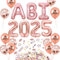iZoeL Abitur 2025 Deko, ABI 2025 Folienballons, ABI Luftballon, ABI Konfetti Tischdeko, Abschluss Abschlussfeier ABI Schulabschluss Dekoration 2025(Rosegold ABI)