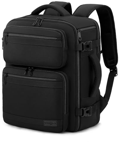 VANKEV Ryanair easyJet Eurowings Wizz Air Handgepäck Reiserucksack 40x30x20 | 24L, Sitzunter Rucksack für Reisen Arbeit Schule, passt zu 15,6 Zoll Laptops, Freizeitrucksack, schwarz