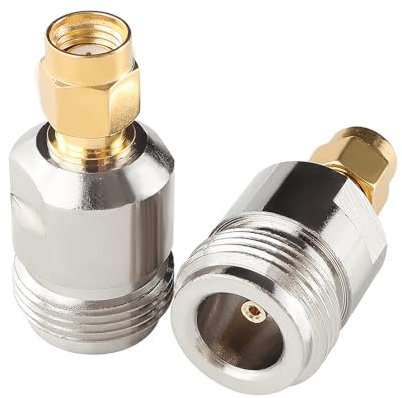 KUOQIY 2 Stücke Kupfer N-Typ auf RP-SMA Adapter, N Typ Buchse auf RP-SMA Stecker Koaxialstecker, für WLAN-Antenne, Broadcast-Radio