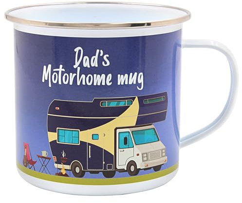 The Leonardo Collection Dad's Motorhome Tin Mug, Tea and Coffee Mugs for Hot Drinks | Fine China Printed Mugs for Kitchen & Home | Reusable Ceramic Cups for Every Occasion | Gifts for Women & Men
