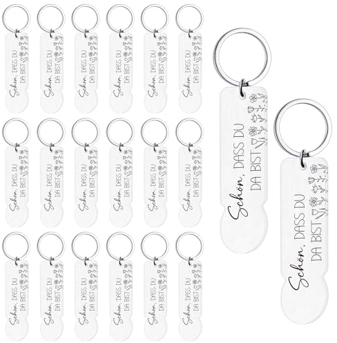 Hestya 20 Stück Acryl Einkaufswagenchip Schlüsselanhänger Schön, dass du da bist - Ideal Als Gastgeschenk für Hochzeiten Taufen Weihnachten Geburtstage Konfirmationen