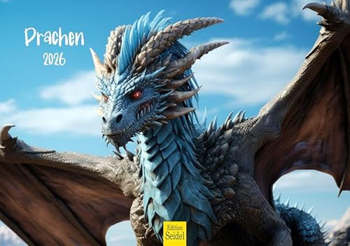 Edition Seidel Premium Kalender Drachen 2026 Format DIN A5 Wandkalender Mythologie Fantasy Märchen Sage Drache fliegendes Ungeheuer
