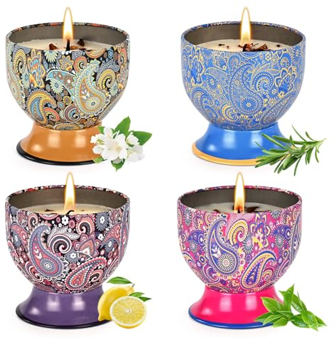 Set Regalo Da 4 Candele Profumate,Candela Per Aromaterapia,Adatte A Tutta La Famiglia