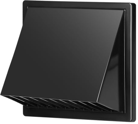 MIRATIC Grille Ventilation Extérieure Murale avec Clapet Anti-Retour Sortie VMC avec Capuchon Anti-Pluie Grille Aeration Carrée en ABS (gris, 125 mm)